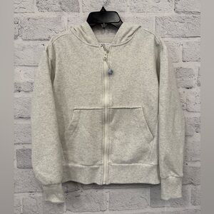 Athleta Beige Zip-Up Hoodie Jacket with Attached Hood Girls Size Kids Large (12)